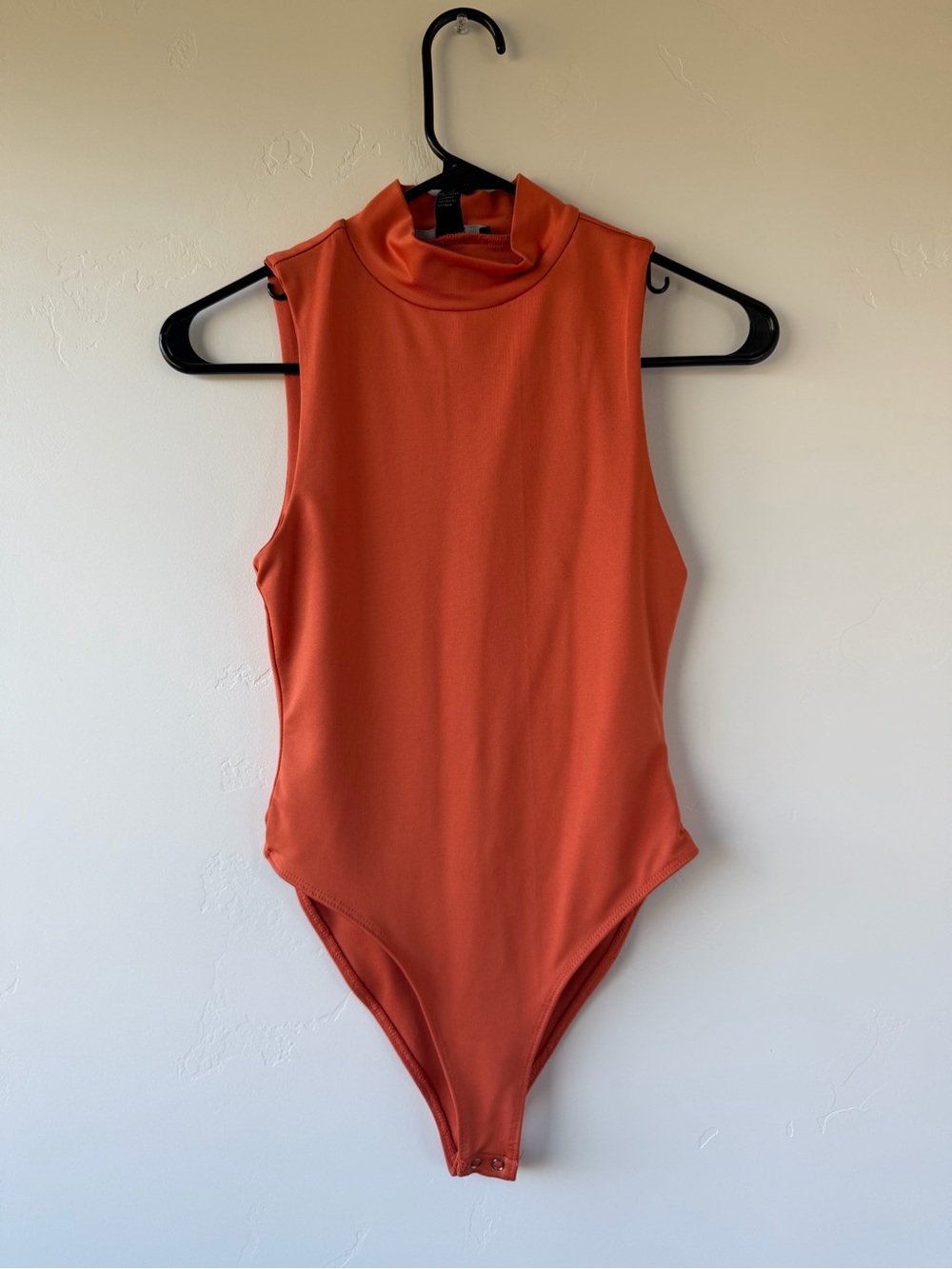 Forever 21 Orange Sleeveless Mock Neck Bodysuit